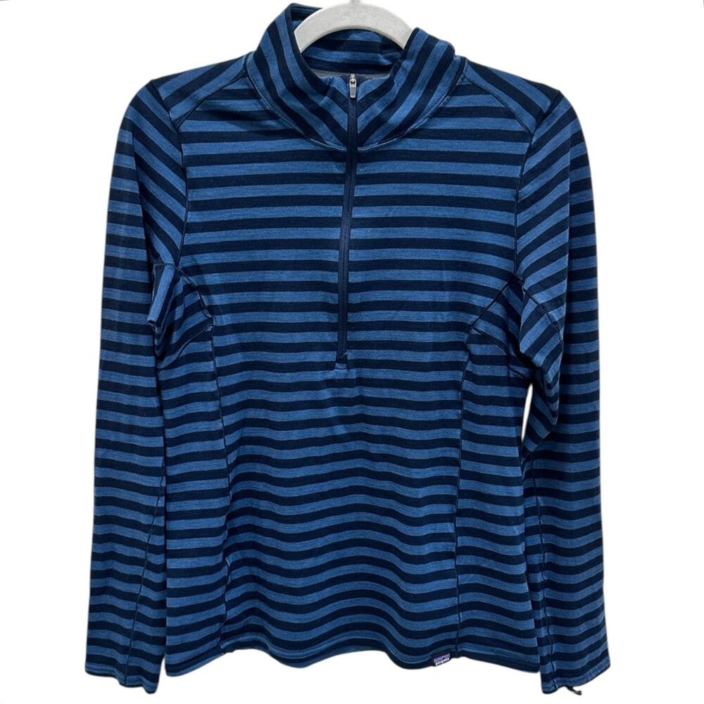 Patagonia Navy and Black Striped Long Sleeve Top